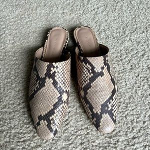 Banana Republic snake print leather flat mules